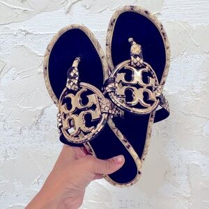 Tory Burch Black and Tan Sandals